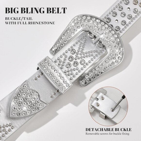 Chic Rhinestone & Studded Belt for Plus Sizes, Perfect Gift for Fashion Lovers - Picture 3 of 6